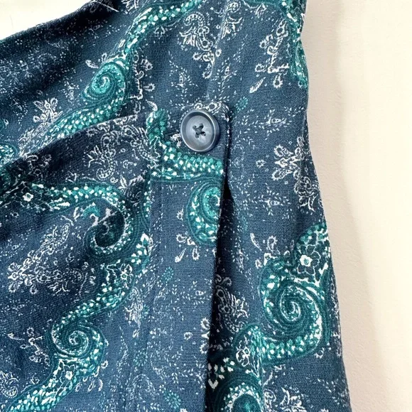 Free People Blue & Teal Paisley Bandana Button Mini Skirt - Picture 4 of 7